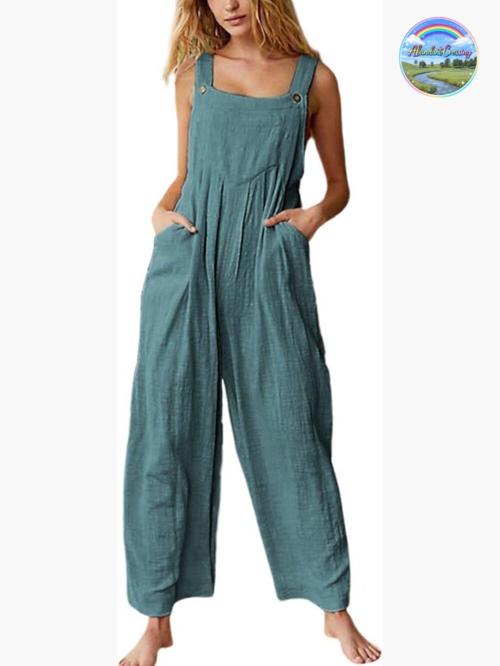 Patchwork Dual Pocket Jumpsuit Loose Floral Print Bohemian Wide Leg Bib Overall